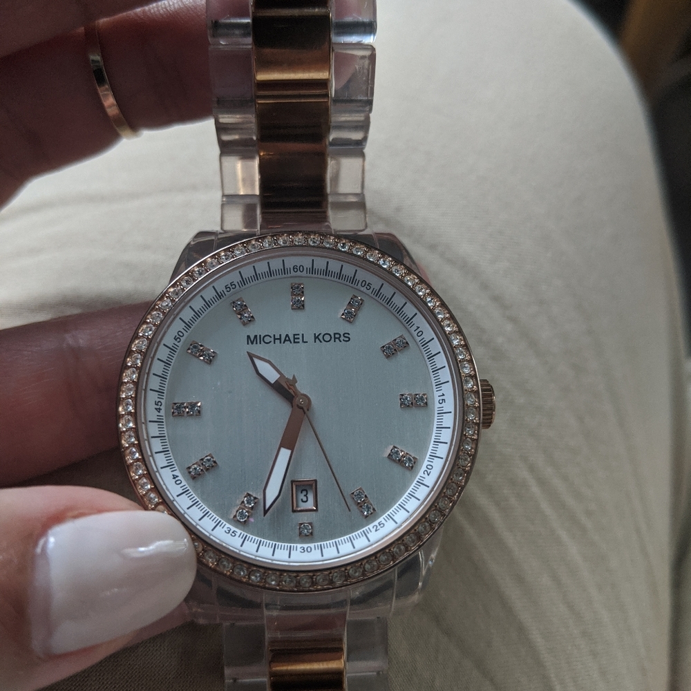 Michael Kors MK clear gold crystal diamond watch - Picture 6 of 8